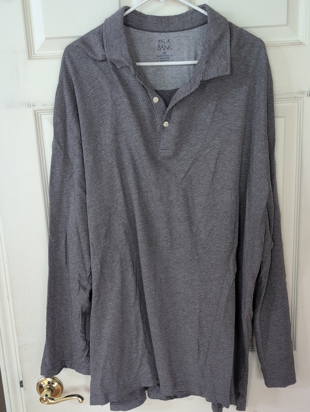 Jos. A. Bank Men's Long-Sleeve Polo in Charcoal Gray 2X